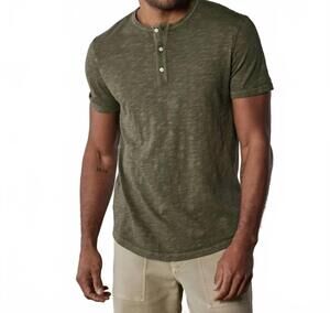 NEW THE NORMAL BRAND legacy jersey short sleeve henley tee in olive